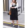 imageFlygo Womens Casual Loose Midi Long Corduroy Pinafore Overall Dress SkirtBlack