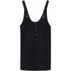 imageFlygo Womens Casual Loose Midi Long Corduroy Pinafore Overall Dress SkirtBlack