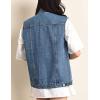 imageFlygo Womens Casual Plus Size Buttoned Distressed Washed Denim Vest Sleeveless Jean Jacket W Chest Flap PocketsBlue