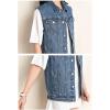imageFlygo Womens Casual Plus Size Buttoned Distressed Washed Denim Vest Sleeveless Jean Jacket W Chest Flap PocketsBlue