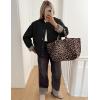 imageFlygo Womens Casual Quilted Puffer Jacket Leopard Lined Collarless Cropped Button Down Winter Warm Lightweight Bomber CoatBlack