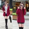 imageFlygo Womens Casual Warm Sherpa Lined Full Zip Hoodie Sweatshirt Jacket OutwearWine Red
