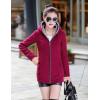 imageFlygo Womens Casual Warm Sherpa Lined Full Zip Hoodie Sweatshirt Jacket OutwearWine Red