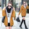 imageFlygo Womens Casual Warm Sherpa Lined Full Zip Hoodie Sweatshirt Jacket OutwearYellow