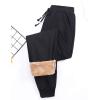 imageFlygo Womens Causal Thick Fleece Sherpa Lined Trousers Basic High Waist Sport PantBlack
