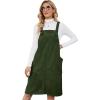 imageFlygo Womens Corduroy Jumper Overall Pinafore Midi Dress Skirt with PocketsArmy Green