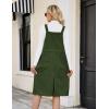 imageFlygo Womens Corduroy Jumper Overall Pinafore Midi Dress Skirt with PocketsArmy Green