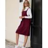 imageFlygo Womens Corduroy Jumper Overall Pinafore Midi Dress Skirt with PocketsBurgundy