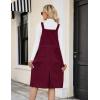 imageFlygo Womens Corduroy Jumper Overall Pinafore Midi Dress Skirt with PocketsBurgundy