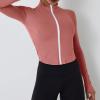 imageFlygo Womens Cropped Workout Jacket 12 Zip Athletic Yoga Running Pullover Tops with Thumb Hole02 Pink