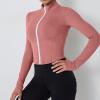 imageFlygo Womens Cropped Workout Jacket 12 Zip Athletic Yoga Running Pullover Tops with Thumb Hole02 Pink