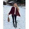 imageFlygo Womens Faux Fur Coat Fluffy Faux Fur Jacket Long Sleeve Lapel Furry Winter Jackets Shaggy Parka Short CoatWineRedS