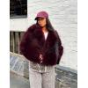 imageFlygo Womens Faux Fur Coat Fluffy Faux Fur Jacket Long Sleeve Lapel Furry Winter Jackets Shaggy Parka Short CoatWineRedS