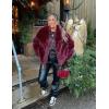 imageFlygo Womens Faux Fur Coat Fluffy Faux Fur Jacket Long Sleeve Lapel Furry Winter Jackets Shaggy Parka Short CoatWineRedS