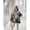 imageFlygo Womens Floral Print Quilted Puffer Jacket Long Sleeve Open Front Padded Winter Fall Jackets OuterwearBlue