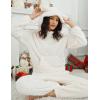 imageFlygo Womens Fluffy Pajamas Sets Fleece Loungewear Pullover Bear Ear Fuzzy Hoodie Plush Pants 2 Piece Sleepwear with PocketsBeige