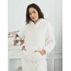 imageFlygo Womens Fluffy Pajamas Sets Fleece Loungewear Pullover Bear Ear Fuzzy Hoodie Plush Pants 2 Piece Sleepwear with PocketsBeige