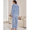 imageFlygo Womens Fluffy Pajamas Sets Fleece Loungewear Pullover Bear Ear Fuzzy Hoodie Plush Pants 2 Piece Sleepwear with PocketsBlue