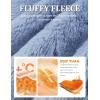 imageFlygo Womens Fluffy Pajamas Sets Fleece Loungewear Pullover Bear Ear Fuzzy Hoodie Plush Pants 2 Piece Sleepwear with PocketsBlue