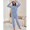 imageFlygo Womens Fluffy Pajamas Sets Fleece Loungewear Pullover Bear Ear Fuzzy Hoodie Plush Pants 2 Piece Sleepwear with PocketsBlue