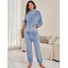 imageFlygo Womens Fluffy Pajamas Sets Fleece Loungewear Pullover Bear Ear Fuzzy Hoodie Plush Pants 2 Piece Sleepwear with PocketsBlue