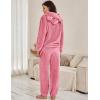 imageFlygo Womens Fluffy Pajamas Sets Fleece Loungewear Pullover Bear Ear Fuzzy Hoodie Plush Pants 2 Piece Sleepwear with PocketsPink