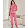 imageFlygo Womens Fluffy Pajamas Sets Fleece Loungewear Pullover Bear Ear Fuzzy Hoodie Plush Pants 2 Piece Sleepwear with PocketsPink