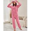 imageFlygo Womens Fluffy Pajamas Sets Fleece Loungewear Pullover Bear Ear Fuzzy Hoodie Plush Pants 2 Piece Sleepwear with PocketsPink