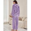imageFlygo Womens Fluffy Pajamas Sets Fleece Loungewear Pullover Bear Ear Fuzzy Hoodie Plush Pants 2 Piece Sleepwear with PocketsPurple
