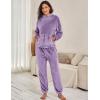 imageFlygo Womens Fluffy Pajamas Sets Fleece Loungewear Pullover Bear Ear Fuzzy Hoodie Plush Pants 2 Piece Sleepwear with PocketsPurple