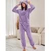 imageFlygo Womens Fluffy Pajamas Sets Fleece Loungewear Pullover Bear Ear Fuzzy Hoodie Plush Pants 2 Piece Sleepwear with PocketsPurple