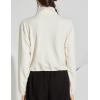 imageFlygo Womens Full Zip Active Running Crop Jacket Casual Long Sleeve SweatshirtBeige