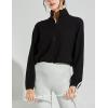 imageFlygo Womens Full Zip Active Running Crop Jacket Casual Long Sleeve SweatshirtBlack