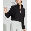 imageFlygo Womens Full Zip Active Running Crop Jacket Casual Long Sleeve SweatshirtBlack