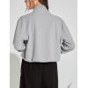 imageFlygo Womens Full Zip Active Running Crop Jacket Casual Long Sleeve SweatshirtGrey