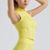 imageFlygo Womens Full Zip Cropped Athletic Tank Tops Sleeveless Active Vest Yoga JacketYellow