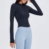 imageFlygo Womens Full Zip Lightweight Workout Athletic Yoga Jacket With Thumb HoleBlack