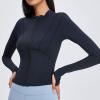 imageFlygo Womens Full Zip Lightweight Workout Athletic Yoga Jacket With Thumb HoleBlack