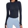 imageFlygo Womens Full Zip Lightweight Workout Athletic Yoga Jacket With Thumb HoleBlack