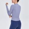 imageFlygo Womens Full Zip Lightweight Workout Athletic Yoga Jacket With Thumb HoleBlue