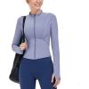 imageFlygo Womens Full Zip Lightweight Workout Athletic Yoga Jacket With Thumb HoleBlue