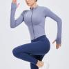 imageFlygo Womens Full Zip Lightweight Workout Athletic Yoga Jacket With Thumb HoleBlue