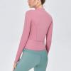 imageFlygo Womens Full Zip Lightweight Workout Athletic Yoga Jacket With Thumb HolePink