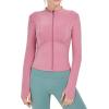 imageFlygo Womens Full Zip Lightweight Workout Athletic Yoga Jacket With Thumb HolePink