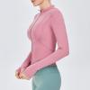 imageFlygo Womens Full Zip Lightweight Workout Athletic Yoga Jacket With Thumb HolePink