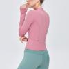 imageFlygo Womens Full Zip Lightweight Workout Athletic Yoga Jacket With Thumb HolePink