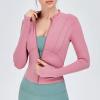 imageFlygo Womens Full Zip Lightweight Workout Athletic Yoga Jacket With Thumb HolePink