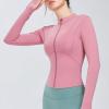 imageFlygo Womens Full Zip Lightweight Workout Athletic Yoga Jacket With Thumb HolePink
