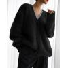 imageFlygo Womens Fuzzy Mohair Cardigan Sweaters V Neck Button Down Long Sleeve Fluffy Knit Open Front Slouchy Furry SweaterBlack