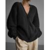 imageFlygo Womens Fuzzy Mohair Cardigan Sweaters V Neck Button Down Long Sleeve Fluffy Knit Open Front Slouchy Furry SweaterBlack